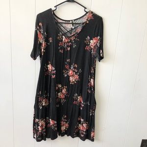 Black Floral Dress WITH POCKETS